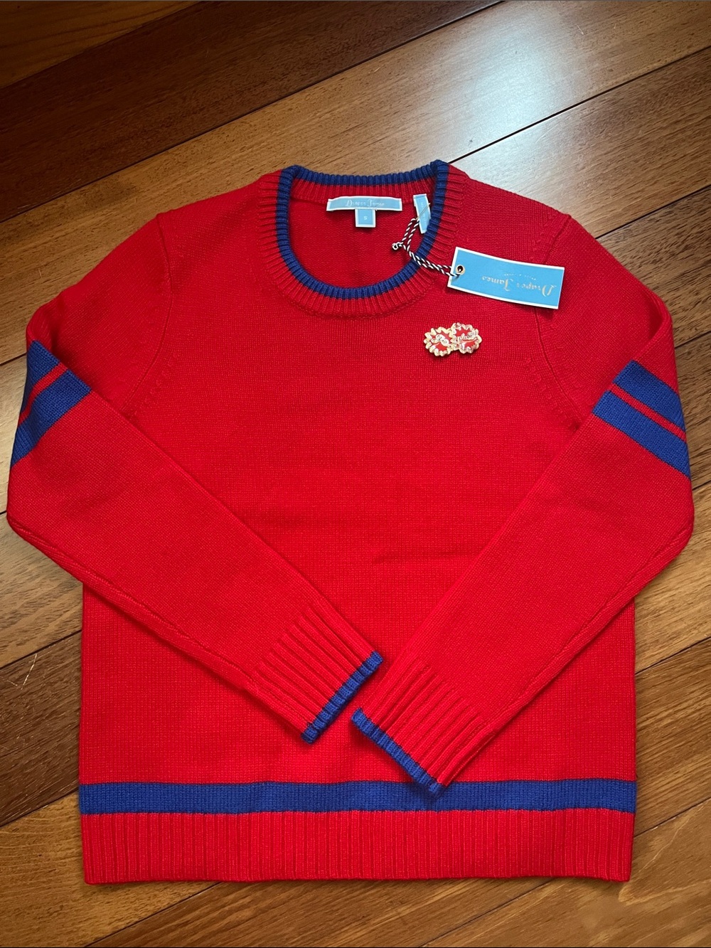 NWT Draper James Spirit Wool Sweater w/ Brooch